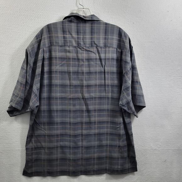 Tommy Bahama 100% Silk Gray Plaid Button Front Shirt Size XL 62324-0828 - Picture 4 of 5